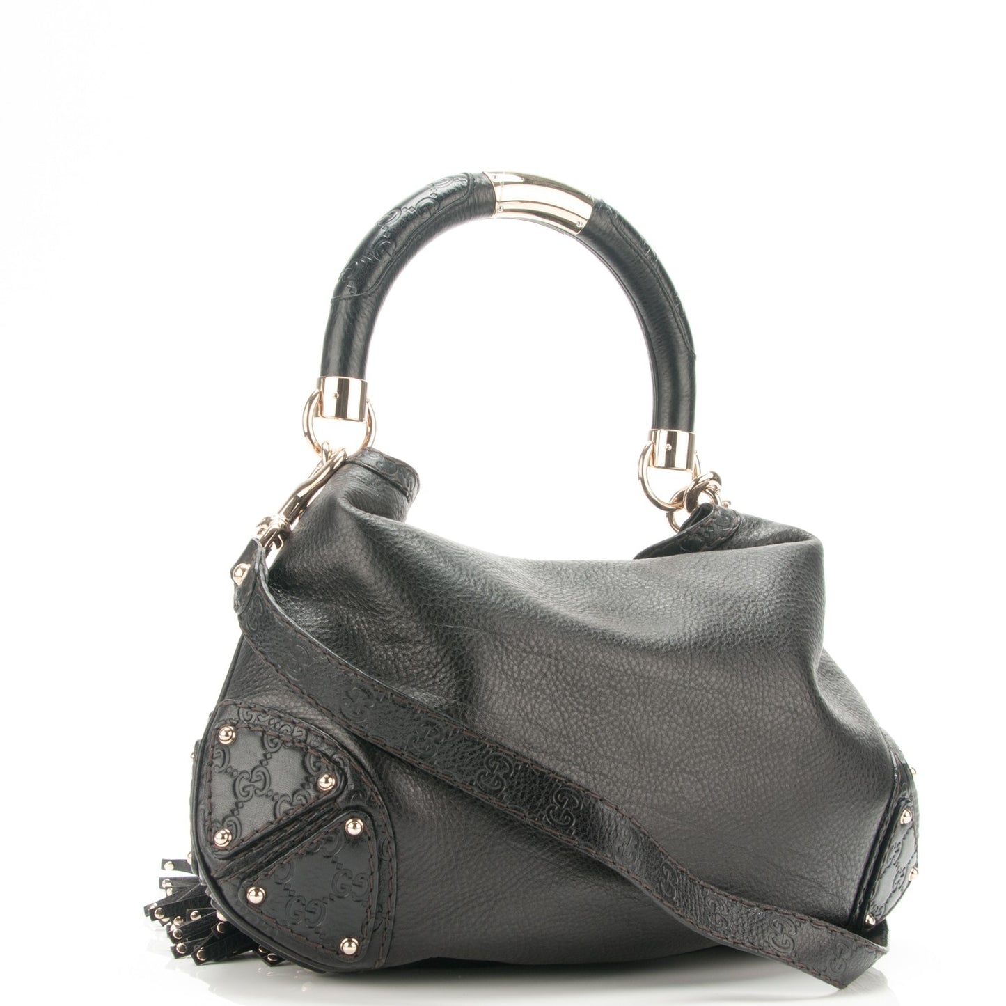 Calfskin Medium Indy Top Handle Hobo Black