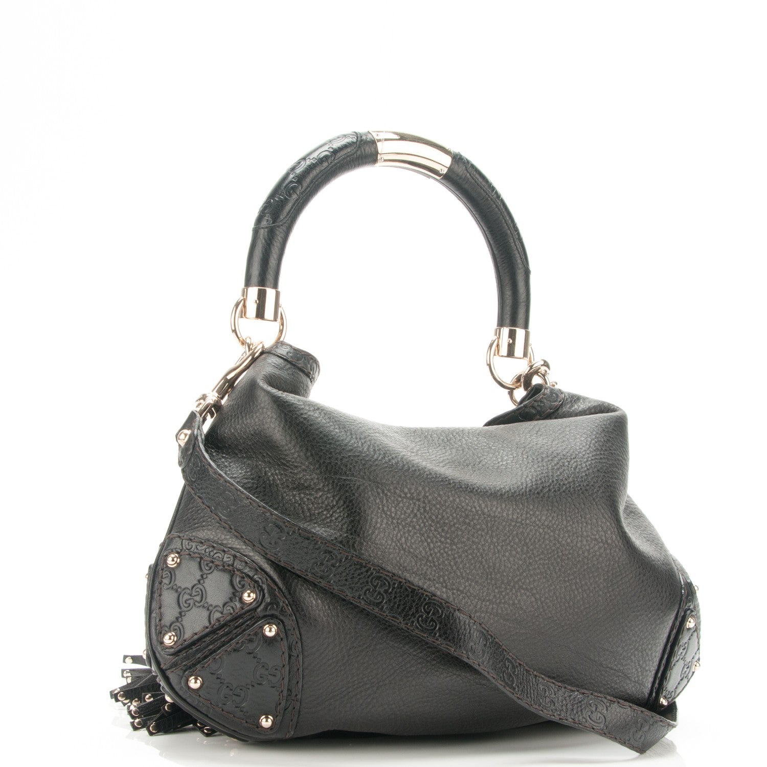 Gucci Calfskin Medium Indy Top Handle Hobo Black 3 of 7