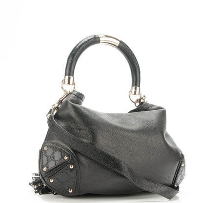 Gucci Calfskin Medium Indy Top Handle Hobo Black 3 of 7