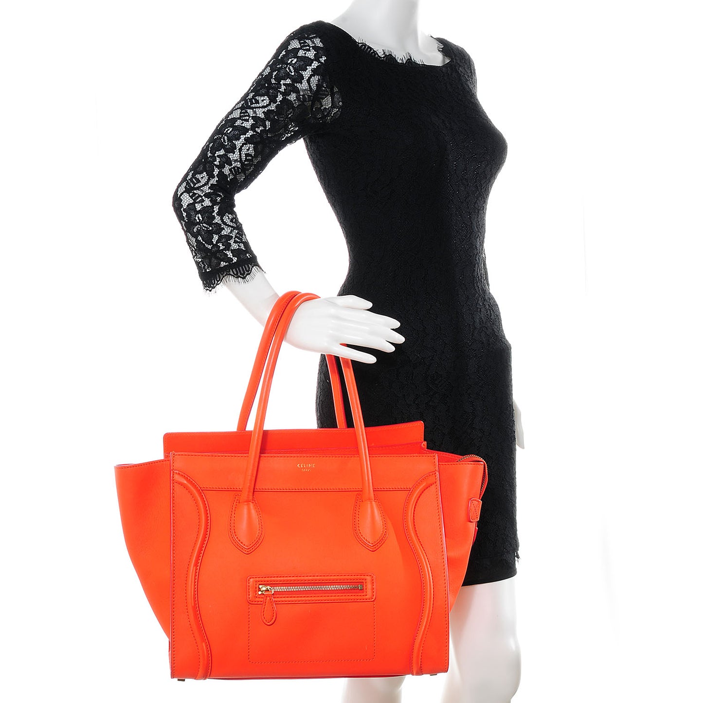 Smooth Calfskin Shoulder Luggage Fluo Orange