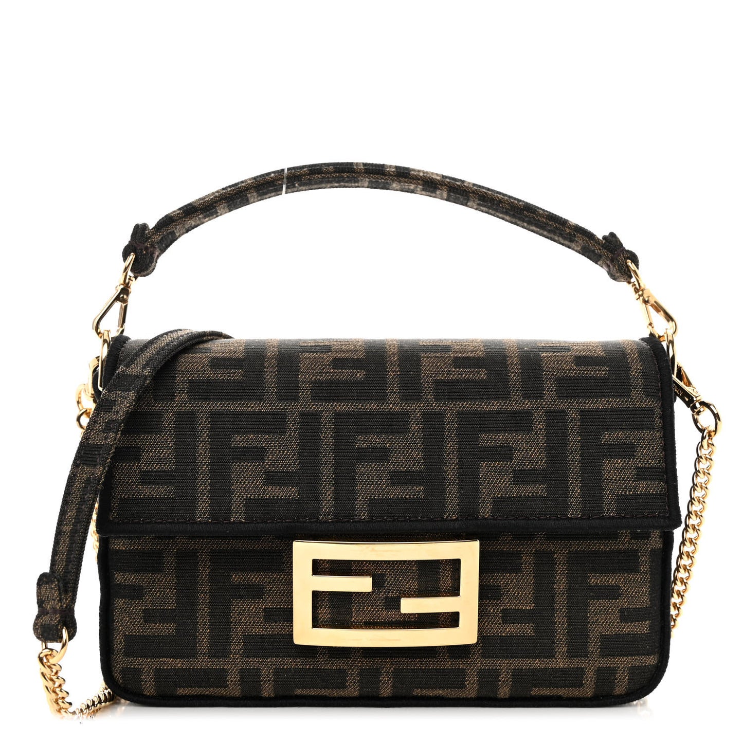 Fabric Jacquard FF 1974 Mini Baguette Tobacco Moro Black