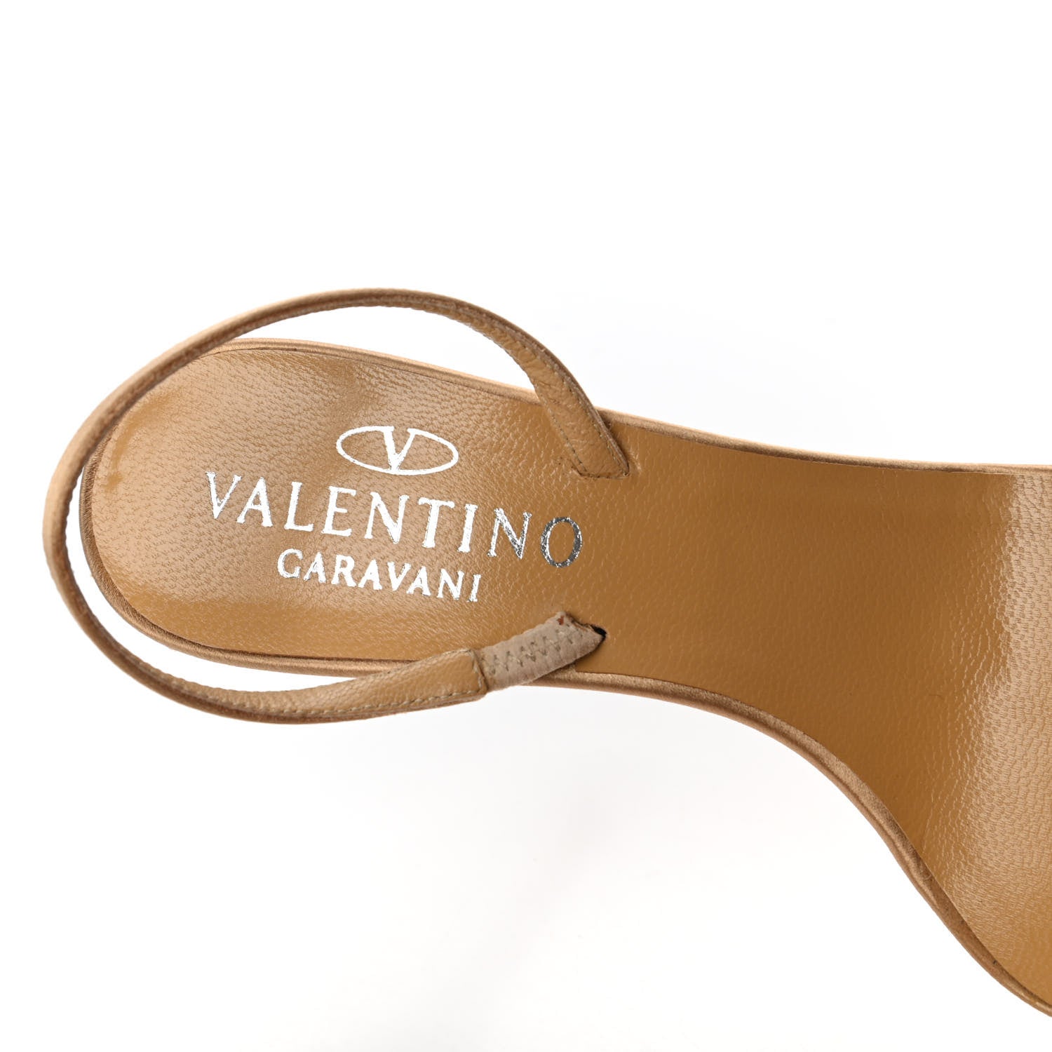 Valentino Garavani Satin Crystal Strap Sandals 37 Beige 7 of 7