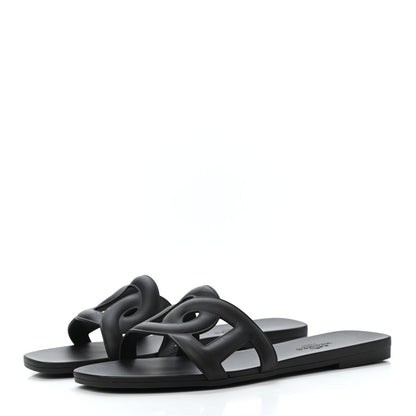 Hermes Rubber Aloha Sandals 35 Black 2 of 4