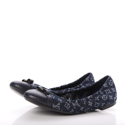 Louis Vuitton Monogram Denim Elba Ballerina Flats 39 Marine 3 of 8