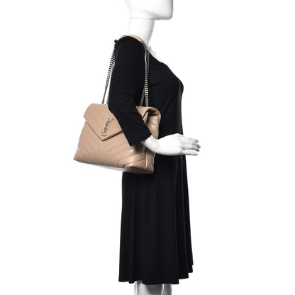Saint Laurent Calfskin Y Quilted Monogram Medium Loulou Chain Satchel Dark Beige 2 of 10