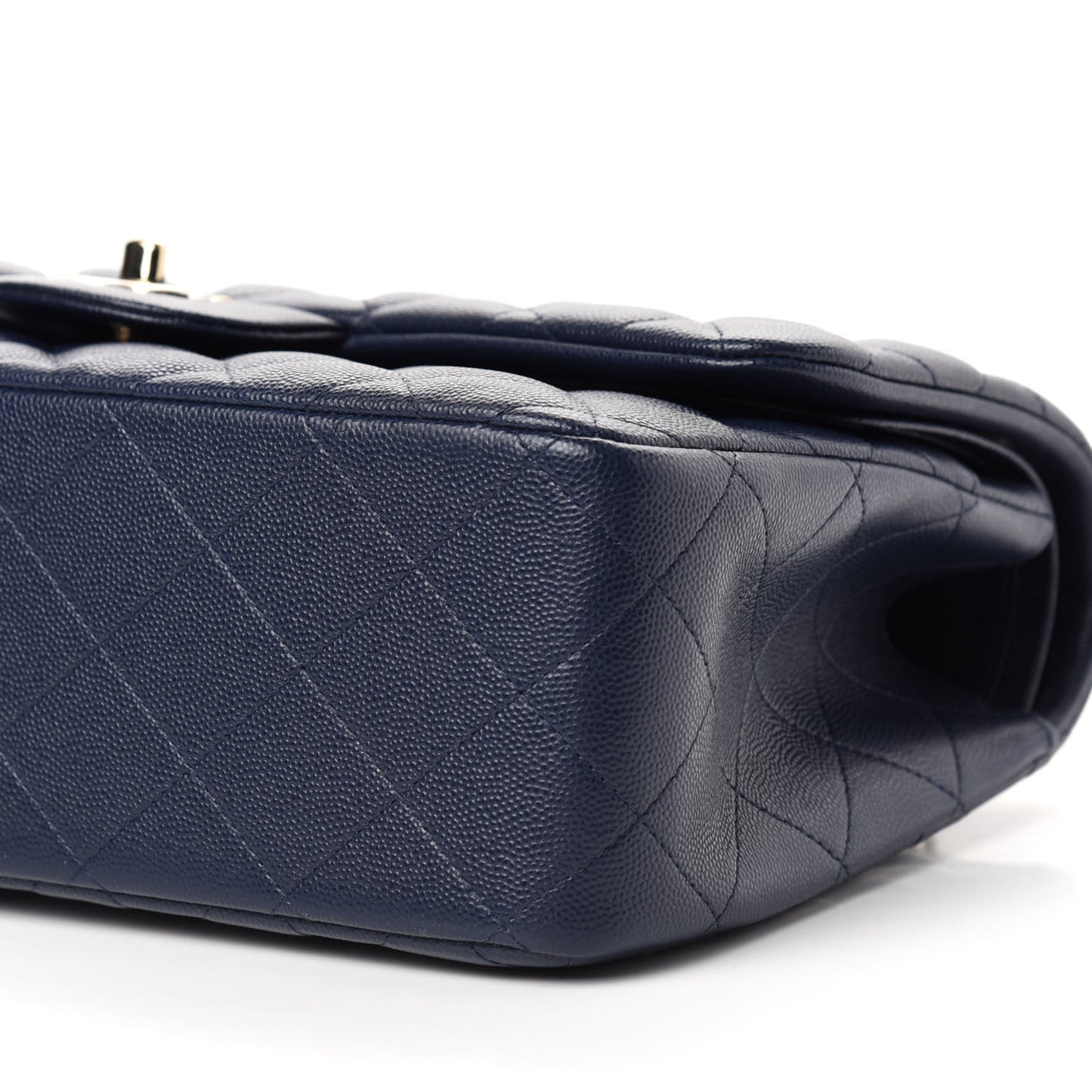 Caviar Quilted Jumbo Double Flap Navy Blue