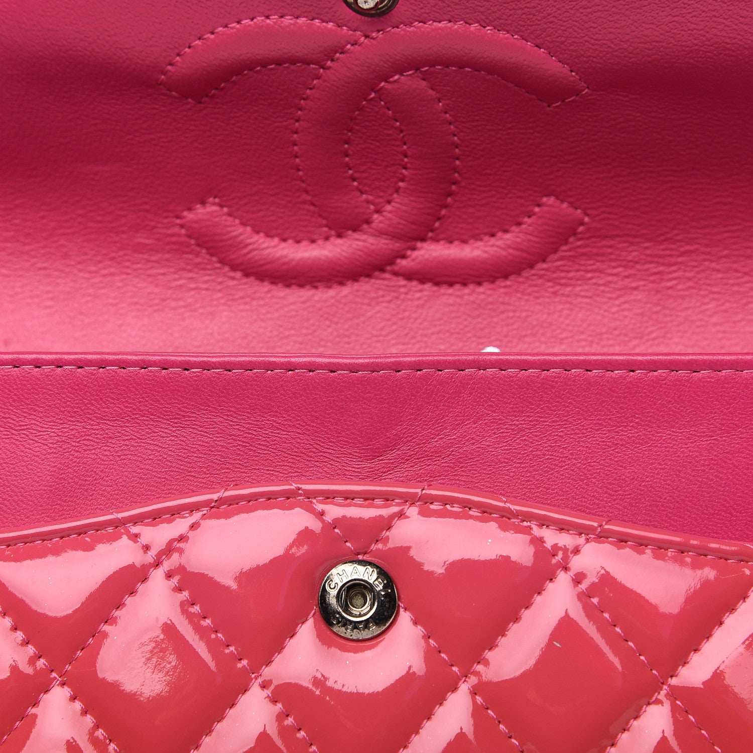 Chanel Patent Quilted Medium Double Flap Fuchsia 6 of 15