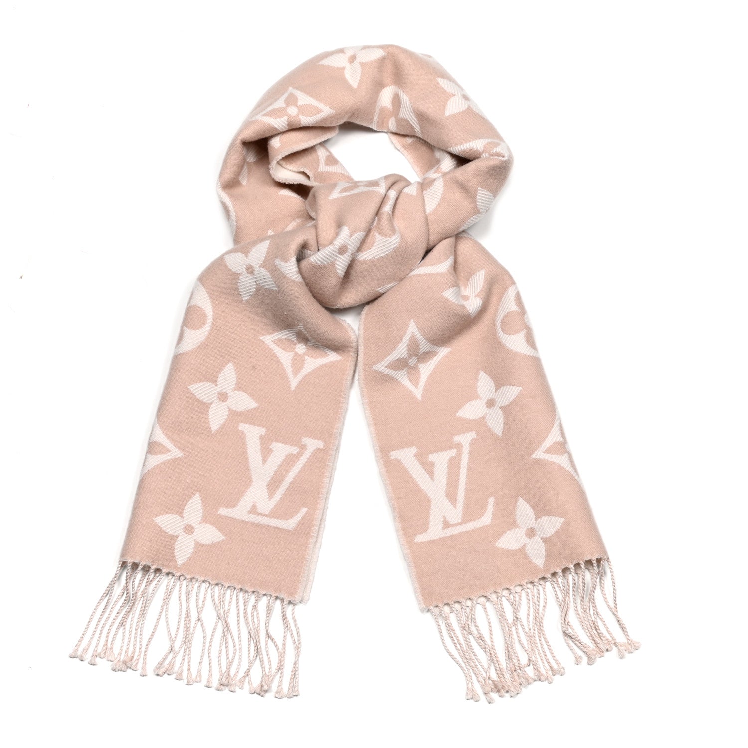 Louis Vuitton Wool Monogram Simply LV Scarf Beige 1 of 4
