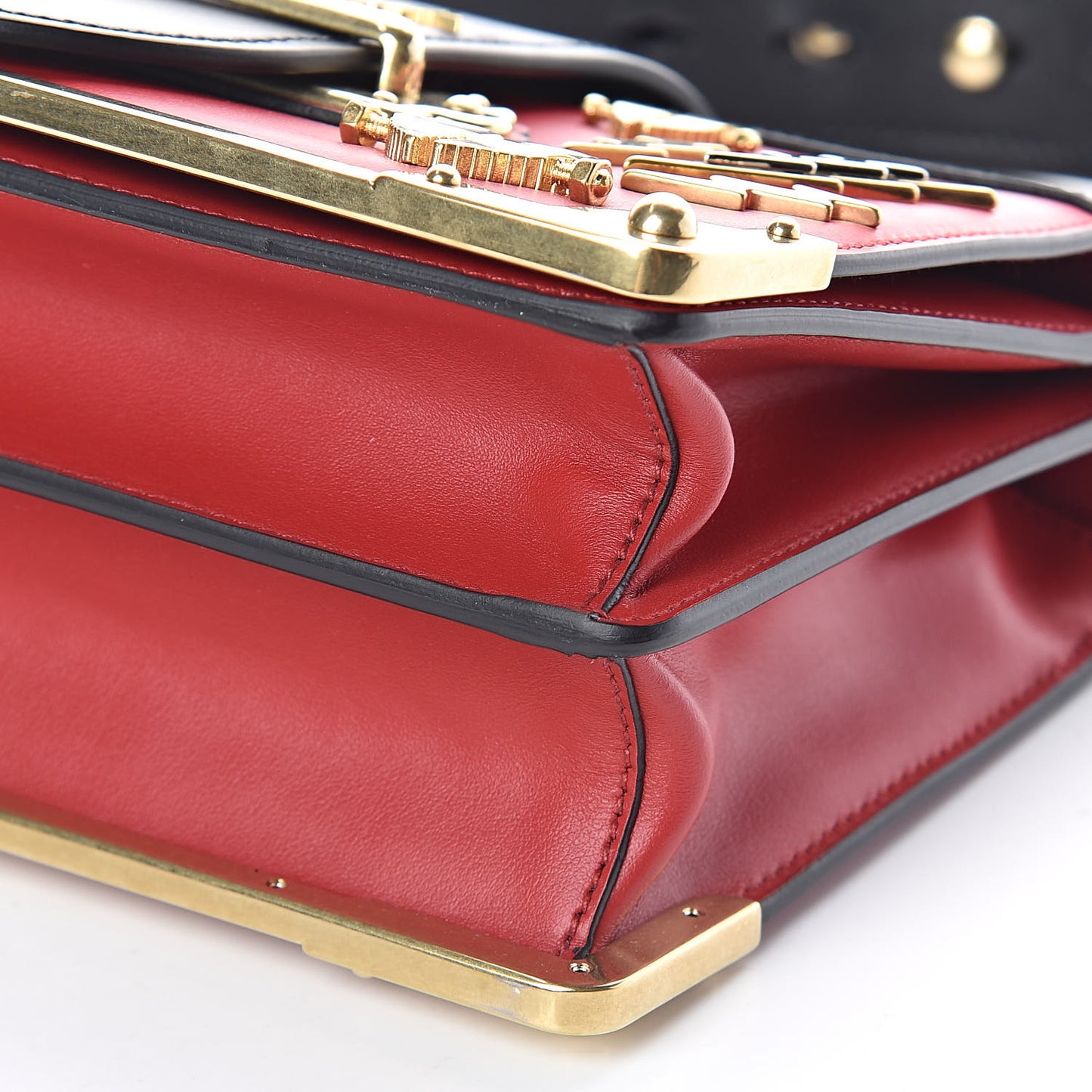 City Calfskin Saffiano Cahier Hearts Bag Fuoco Black