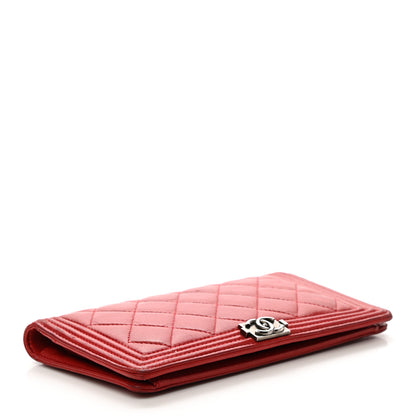 Chanel Lambskin Quilted Boy Yen Wallet Red 4 of 8