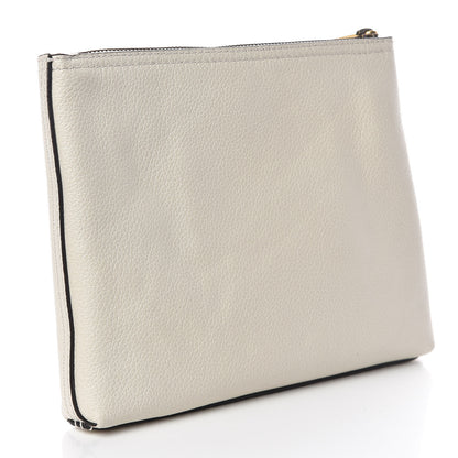 Gucci Pebbled Calfskin Medium Logo Portfolio Clutch White 3 of 9
