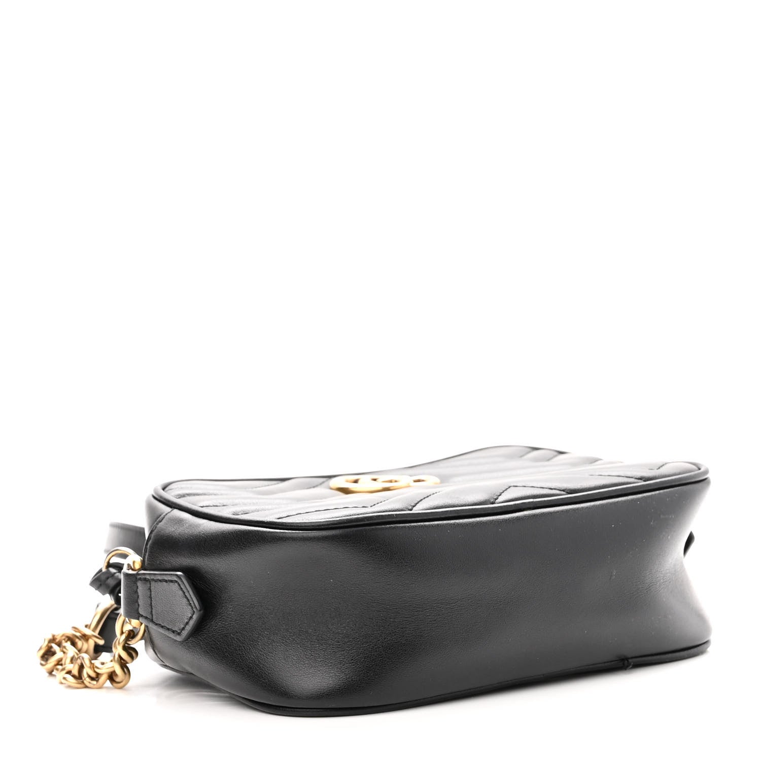 Gucci Calfskin Matelasse Mini GG Marmont Chain Shoulder Bag Black 4 of 12