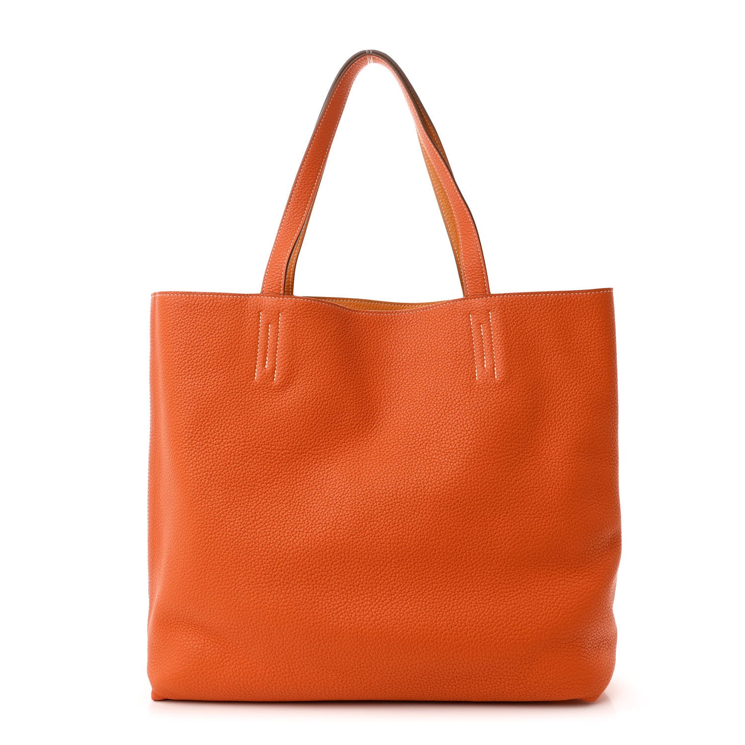 Hermes Taurillon Clemence Double Sens 36 Reversible Tote Moutarde Orange 1 of 17