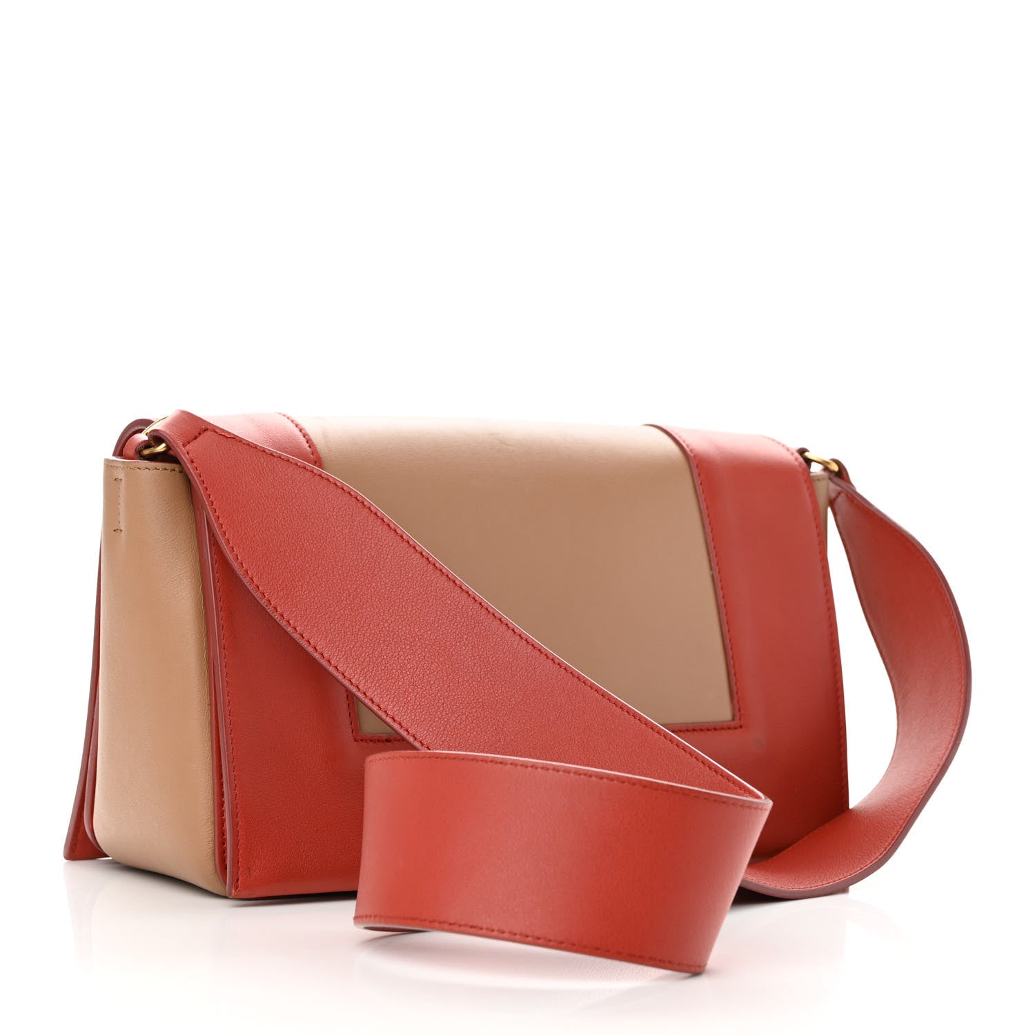 Celine Shiny Smooth Calfskin Medium Frame Shoulder Bag Red Tan 3 of 13