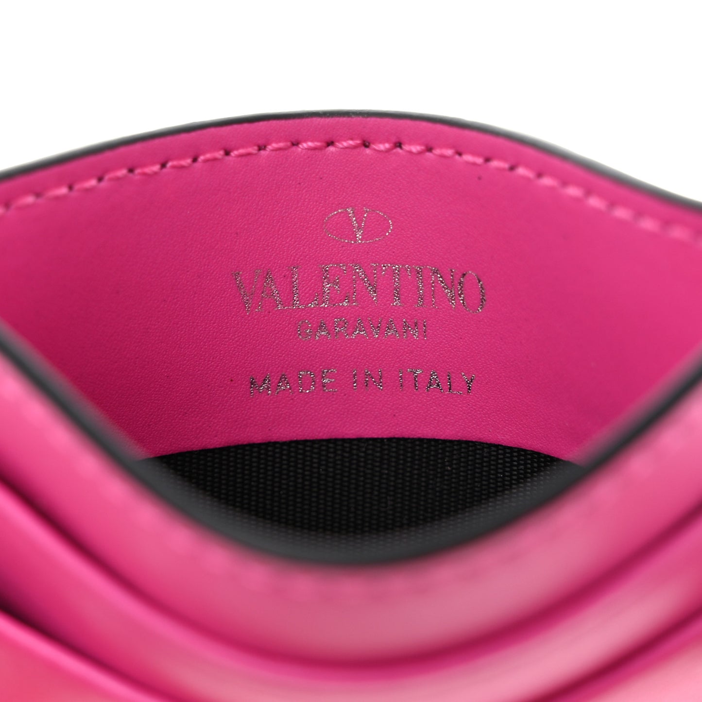 Calfskin VLTN Card Holder Pink