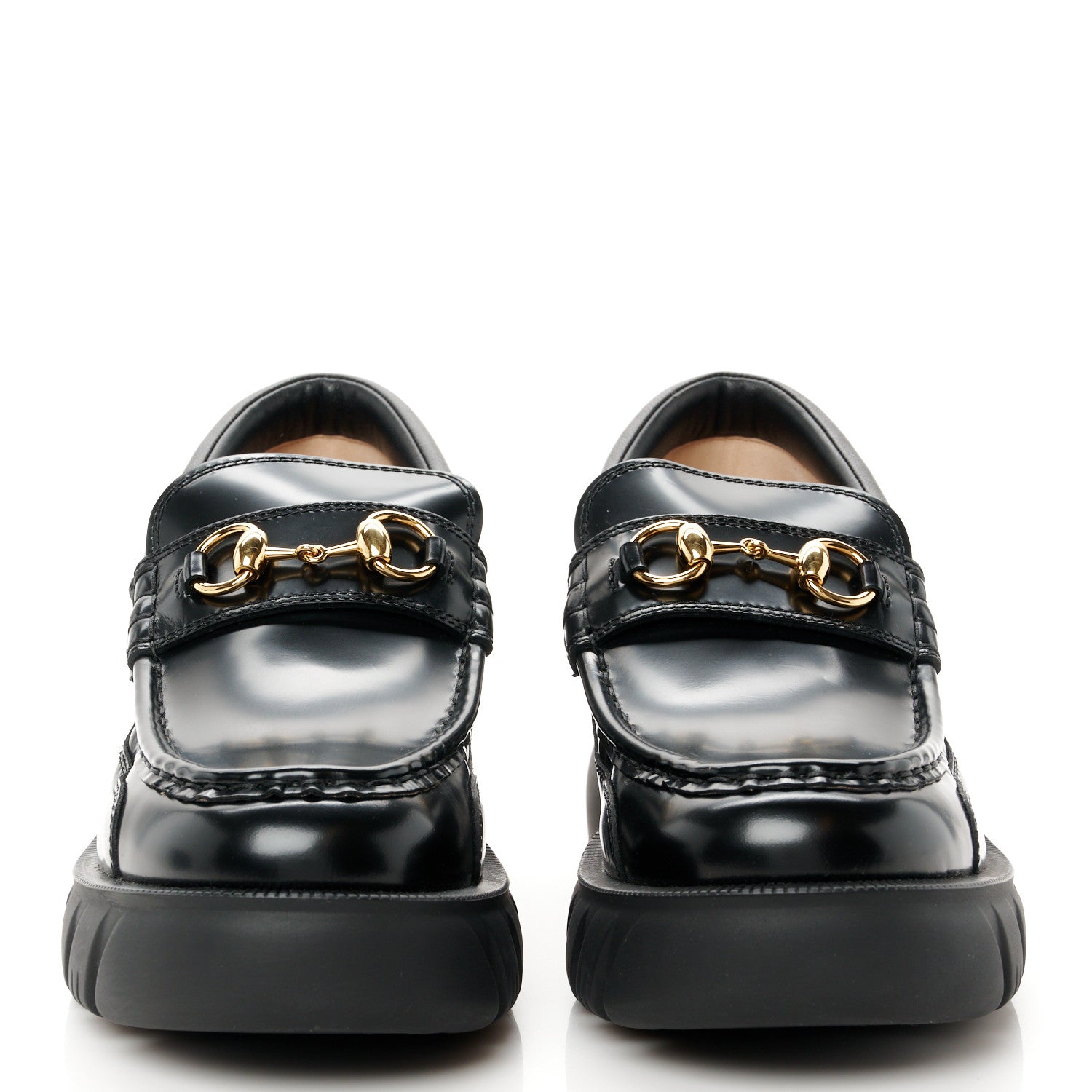 Gucci Magnum Calfskin Nappa Samoa Womens Horsebit Platform Chunky Lug Sole 40mm Loafers 40.5 Black 3 of 11