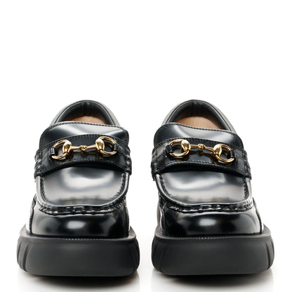 Gucci Magnum Calfskin Nappa Samoa Womens Horsebit Platform Chunky Lug Sole 40mm Loafers 40.5 Black 3 of 11