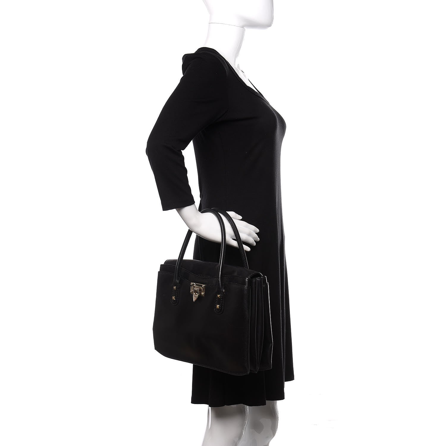 Valentino Garavani Vitello Rockstud Accordion Satchel Black 1 of 16