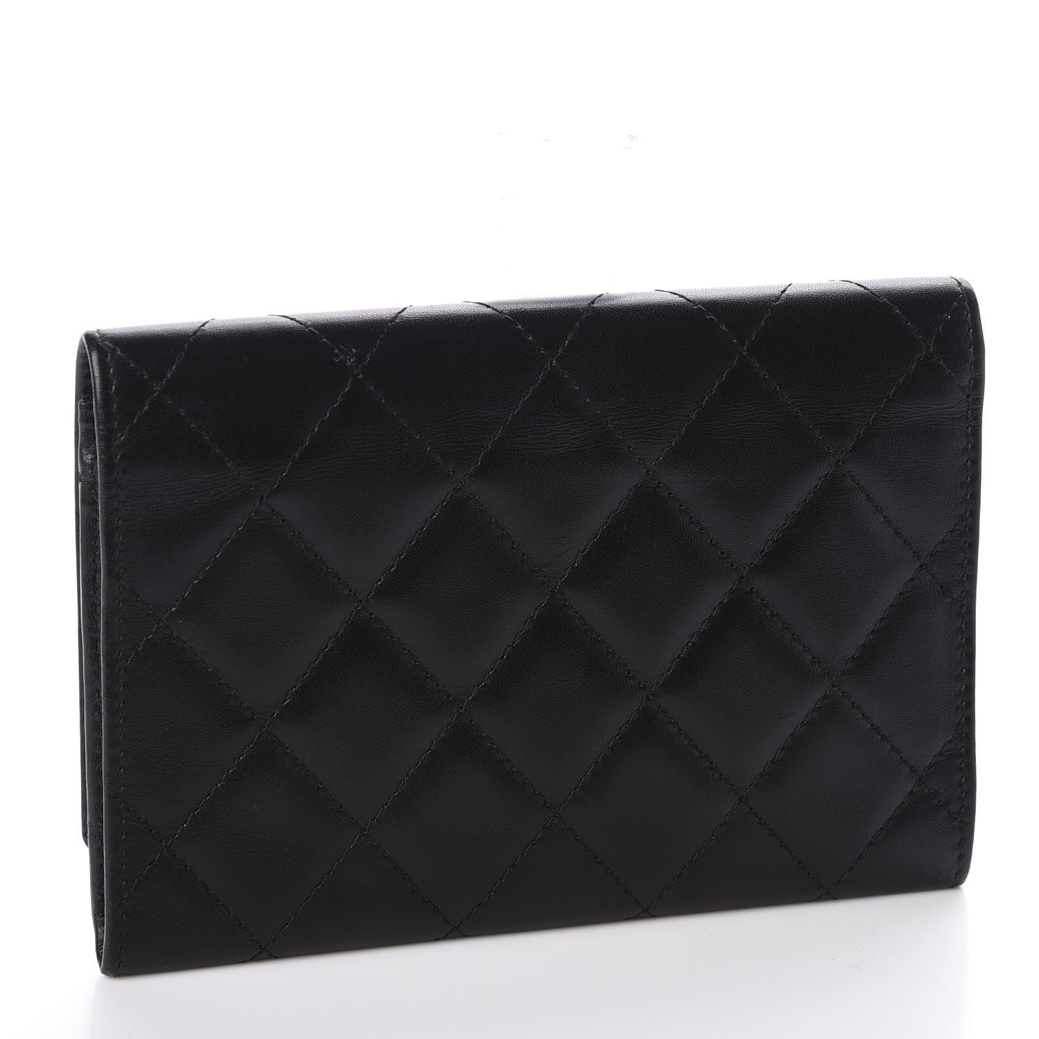 Chanel Calfskin Quilted Cambon Flap Wallet Black White 2 of 6