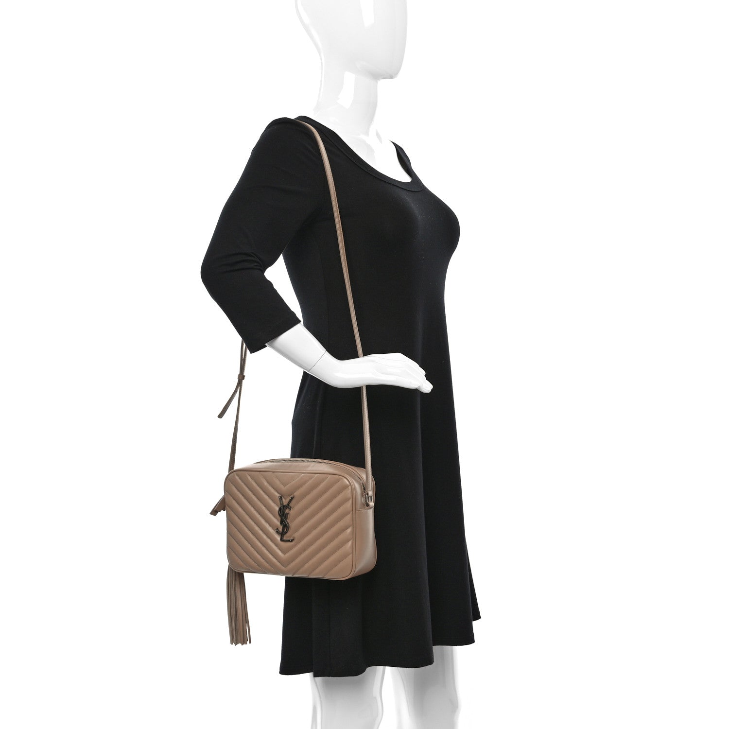 Saint Laurent Calfskin Matelasse Monogram Lou Camera Bag Nude Powder 2 of 10