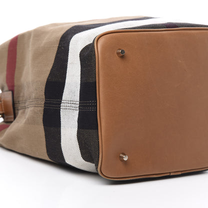Burberry Canvas Mega Check Medium Ashby Hobo Saddle Brown 11 of 13