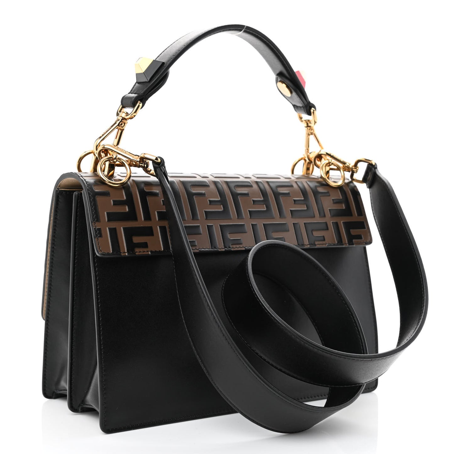 Vitello Liberty Bi-Color FF 1974 Embossed Kan I Shoulder Bag Black Maya