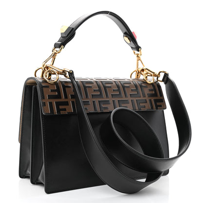 Fendi Vitello Liberty Bi-Color FF 1974 Embossed Kan I Shoulder Bag Black Maya 3 of 10