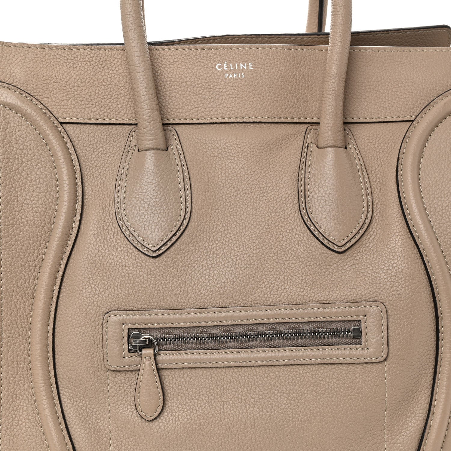 Celine Drummed Calfskin Mini Luggage Dune 7 of 10