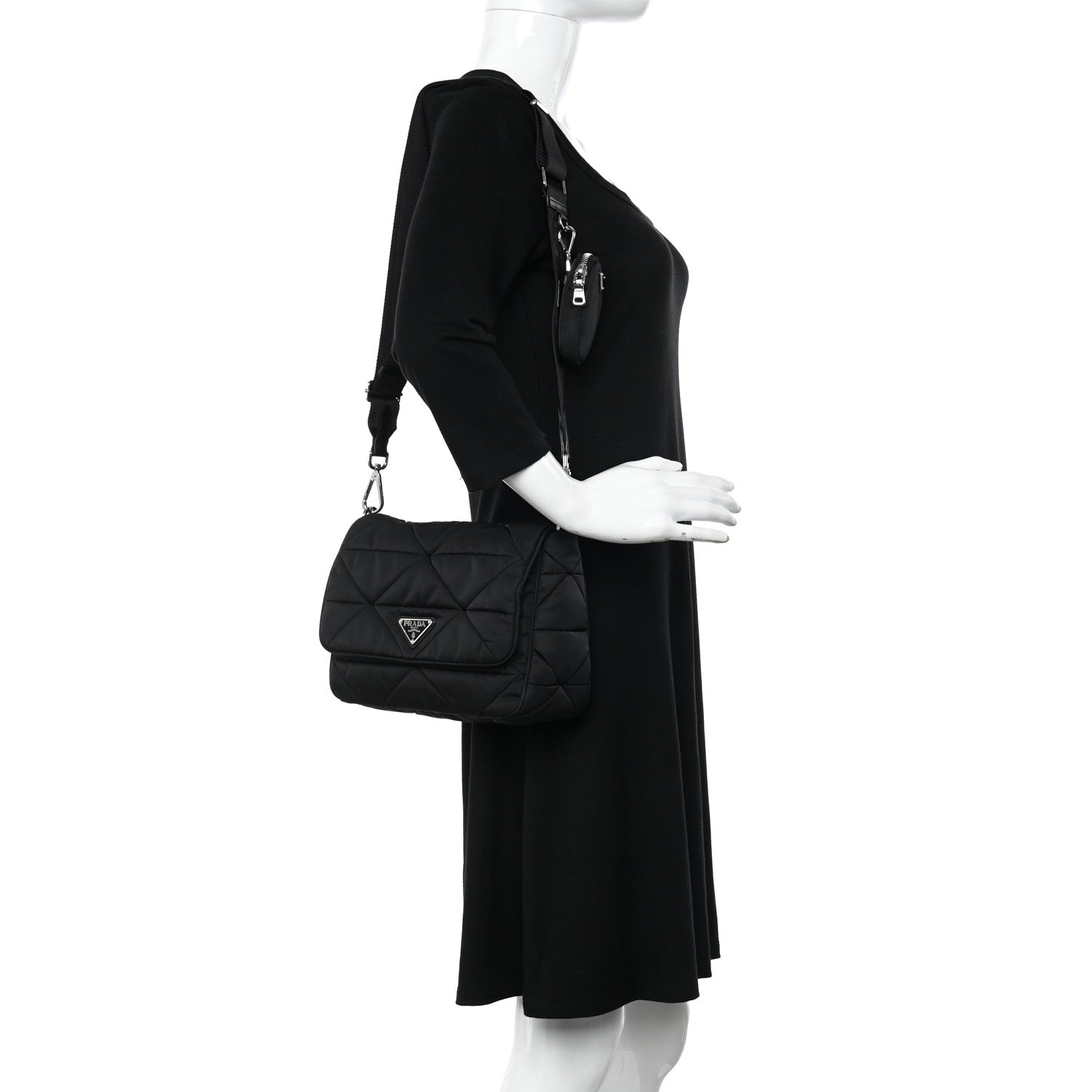 Prada Re-Nylon Quilted Padded Flap Shoulder Bag Black 2 of 18