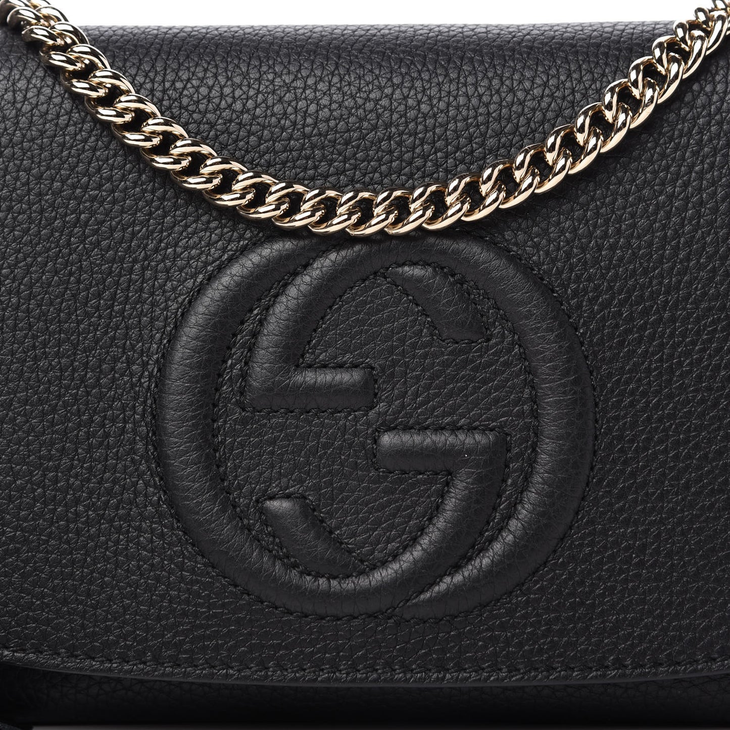 Pebbled Calfskin Medium Soho Flap Crossbody Black