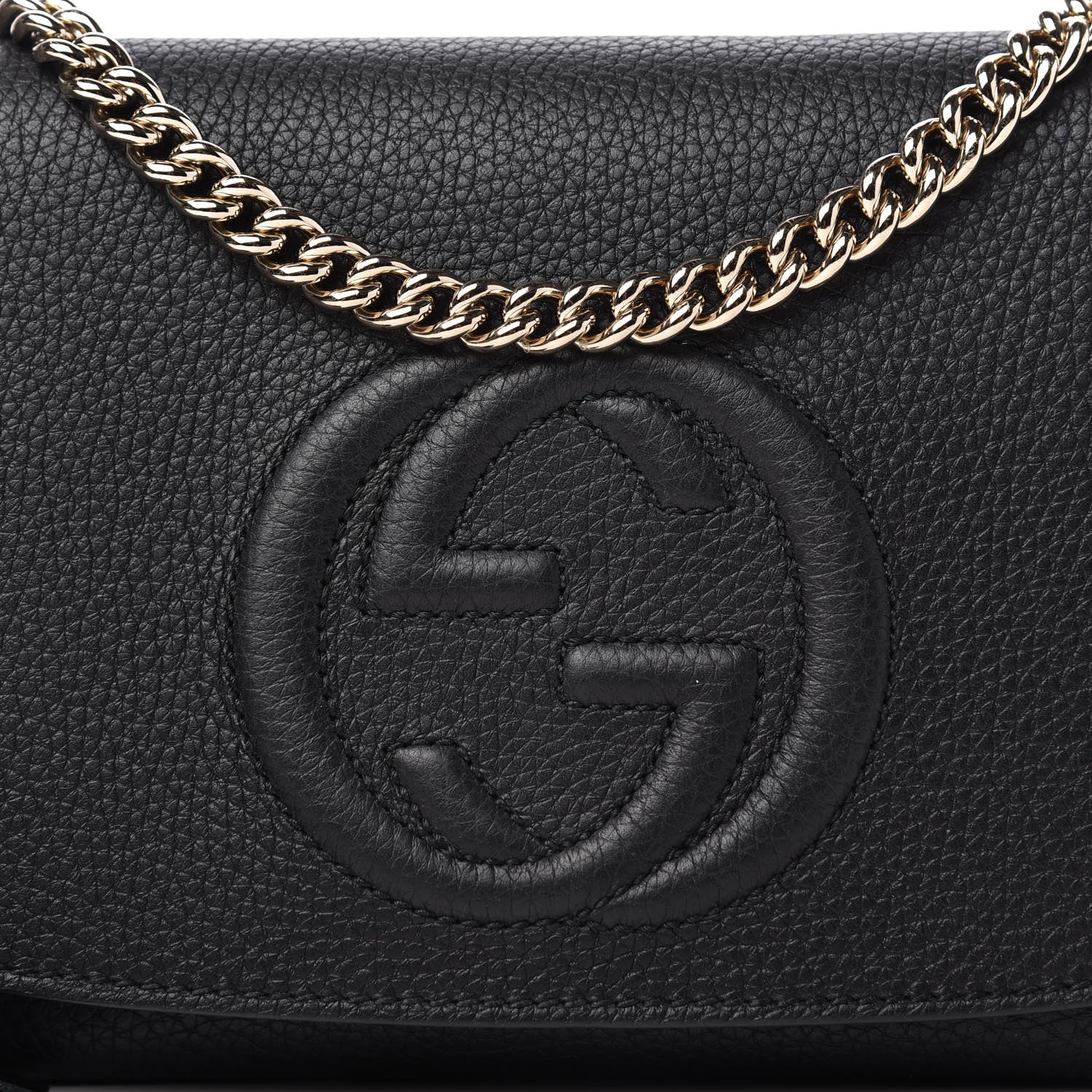 Gucci Pebbled Calfskin Medium Soho Flap Crossbody Black 10 of 10