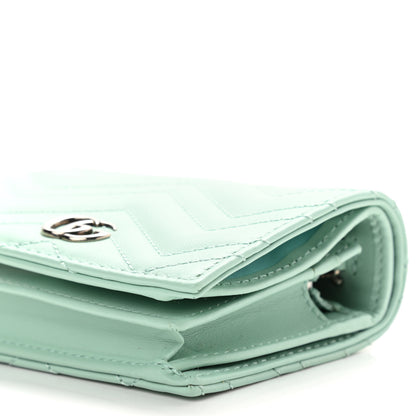 Gucci Calfskin Matelasse GG Marmont Mini Wallet On Chain Water Green 8 of 9