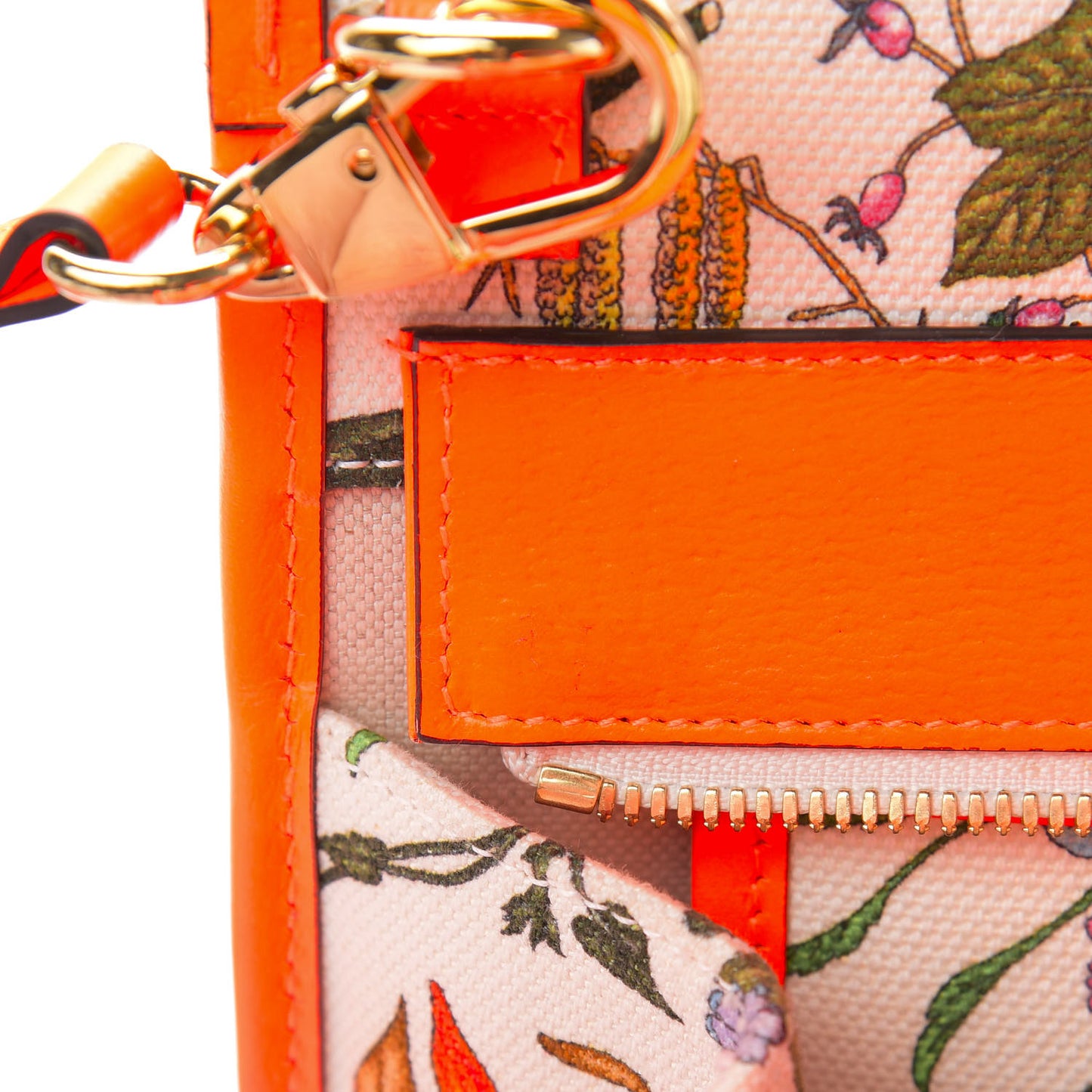 Canvas Medium Flora Tote White Multicolor Orange Fluo