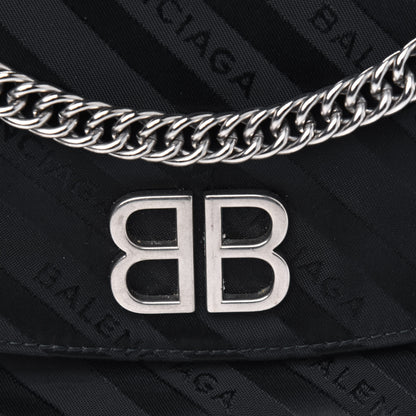 Balenciaga Nylon Jacquard Diagonal Logo S BB Round Shoulder Bag Black 6 of 6