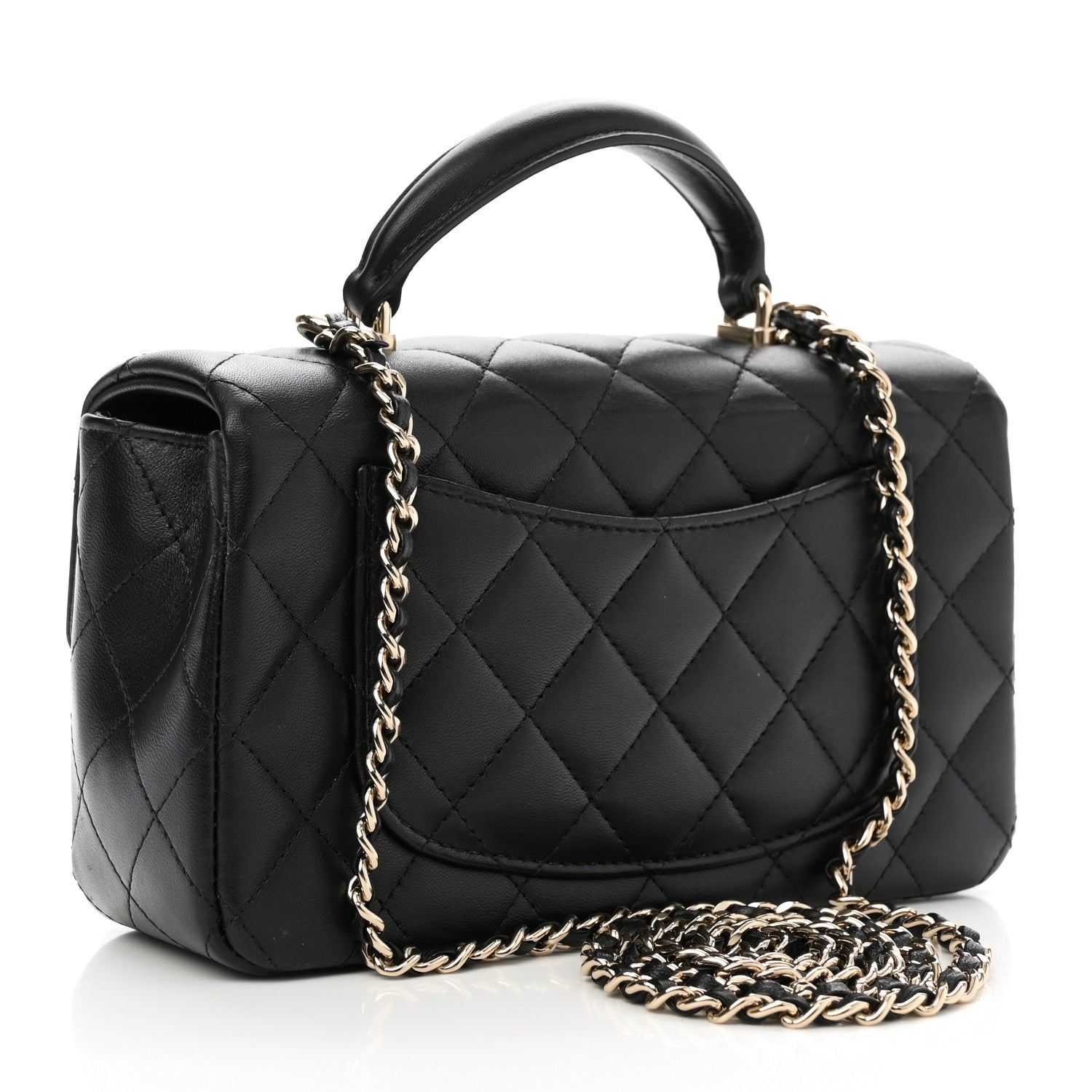 Chanel Lambskin Quilted Mini Top Handle Rectangular Flap Black 3 of 11