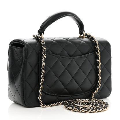 Chanel Lambskin Quilted Mini Top Handle Rectangular Flap Black 3 of 11