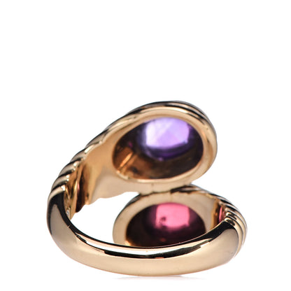 Bulgari 18K Yellow Gold Amethyst Pink Tourmaline Bypass Ring 51 5.75 5 of 12