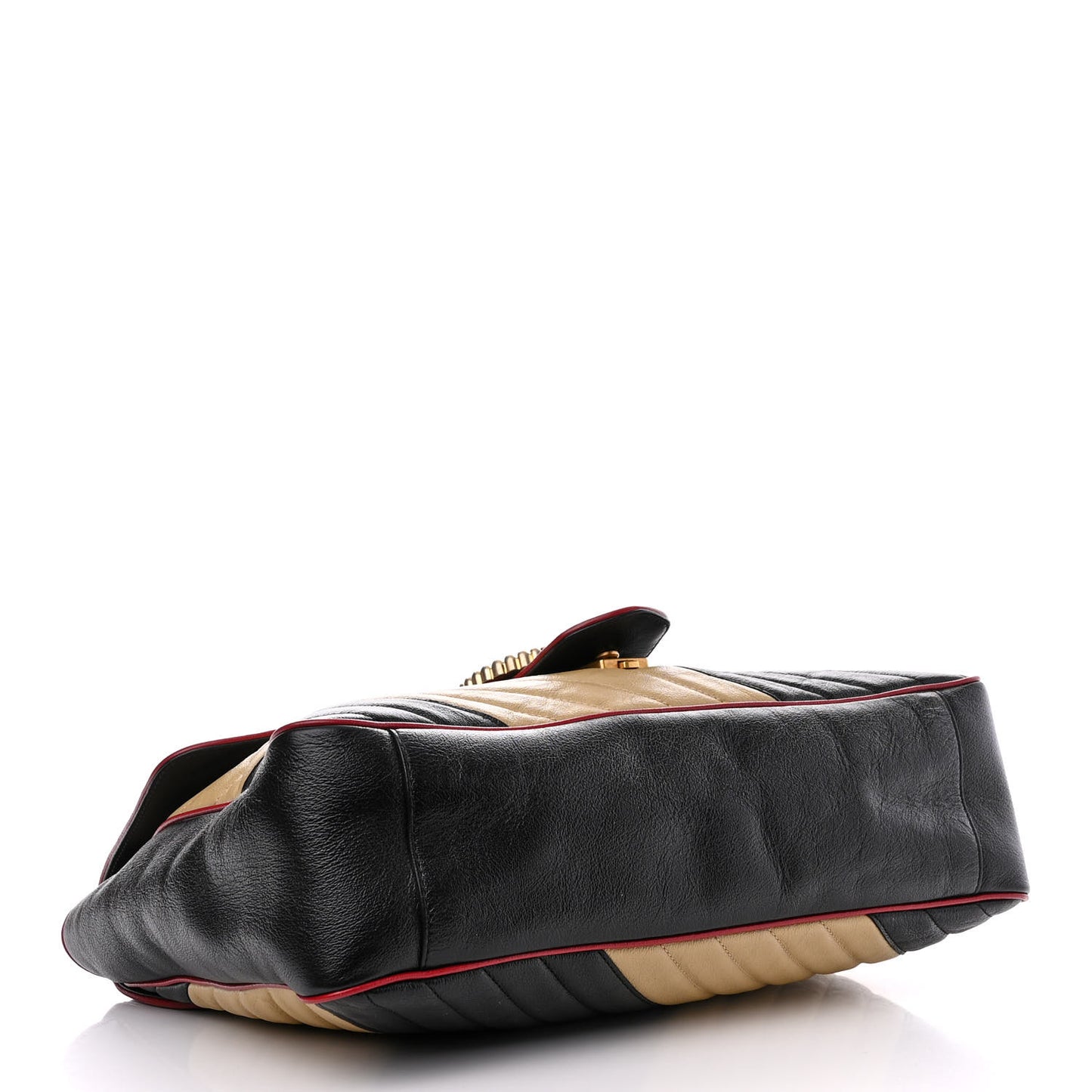 Azalea Calfskin Matelasse Diagonal Patchwork Large Torchon GG Marmont Shoulder Bag Black Beige Romantic Cerise
