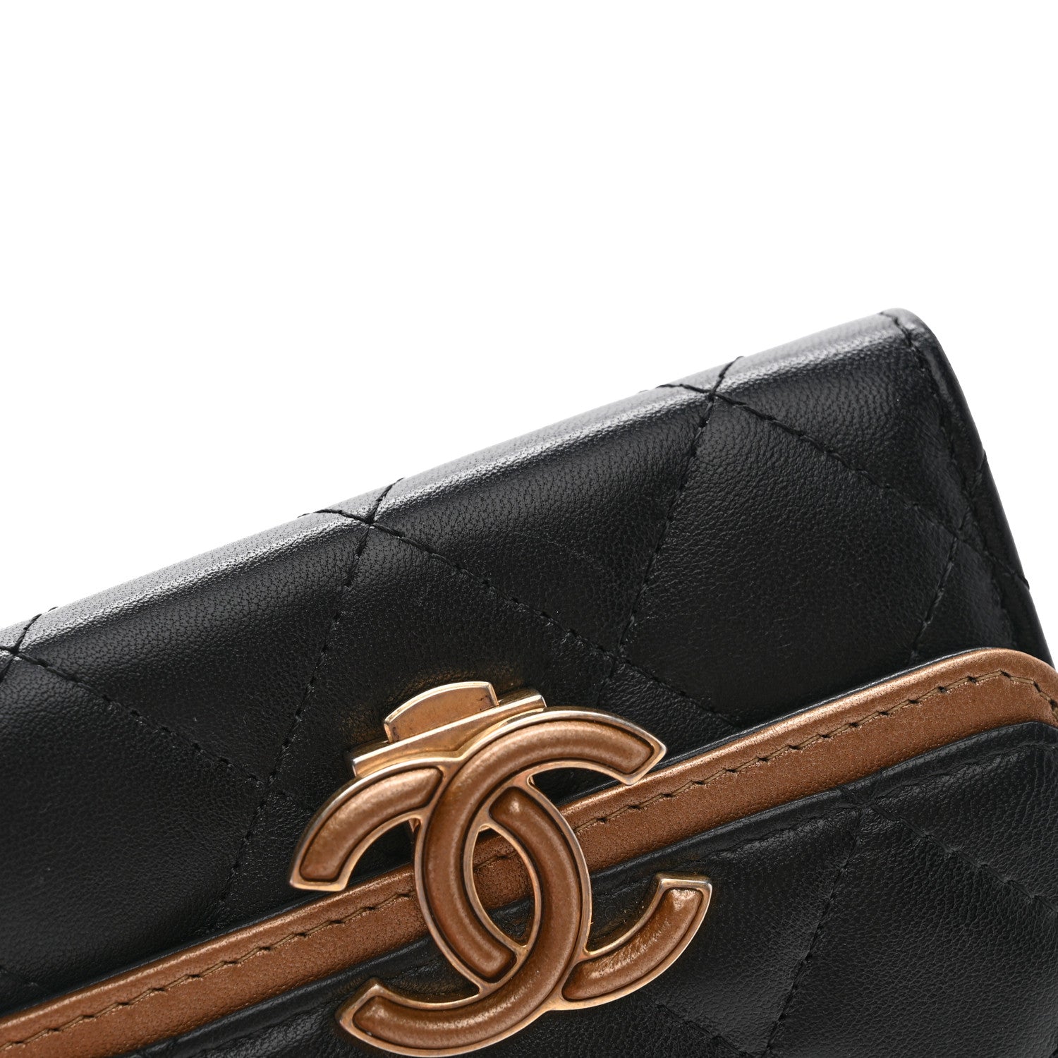 Chanel Lambskin Quilted CC Chic Flap Card Holder Black Gold 12 of 12