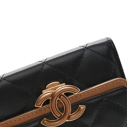 Chanel Lambskin Quilted CC Chic Flap Card Holder Black Gold 12 of 12