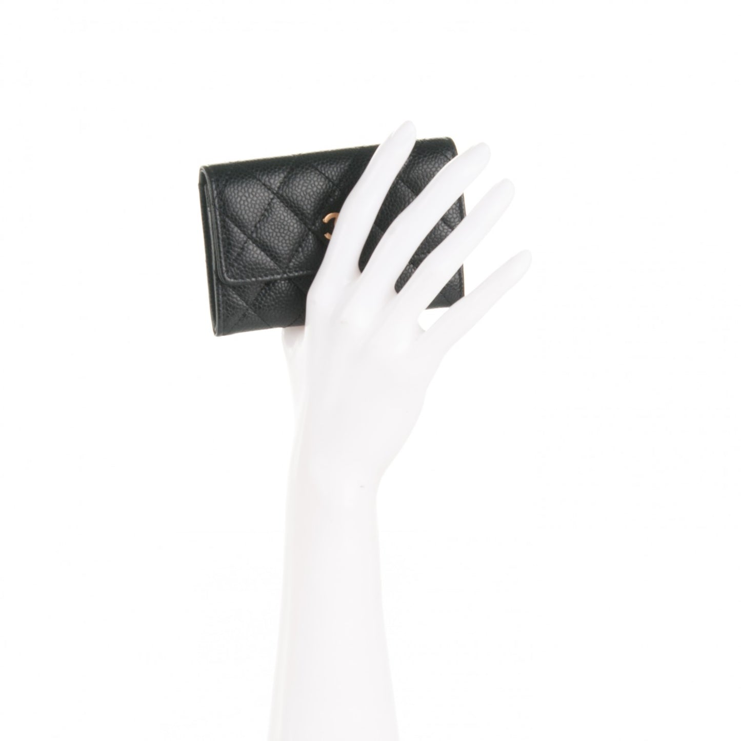 Caviar Quilted Flap Card Holder Black