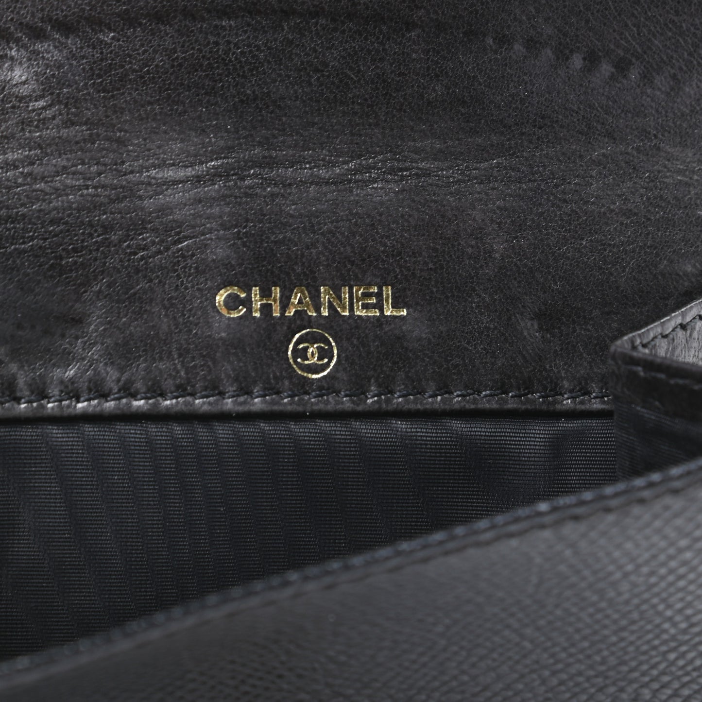 Grained Calfskin CC Flap Wallet Black