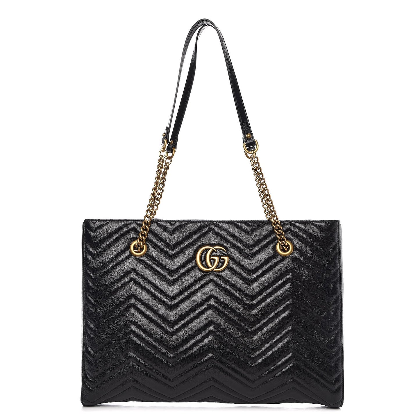 Vintage Calfskin Matelasse Medium GG Marmont Slim Tote Black