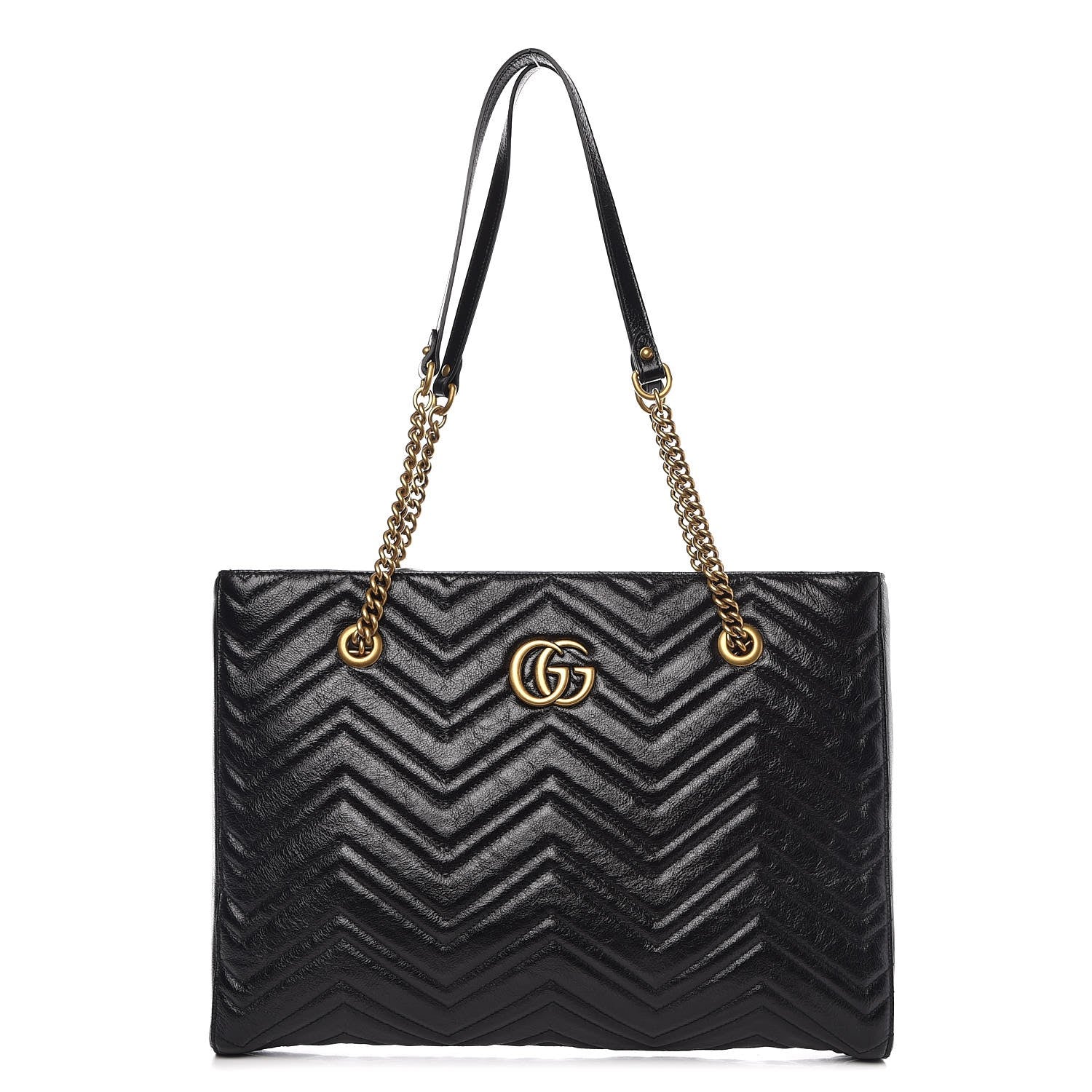 Gucci Vintage Calfskin Matelasse Medium GG Marmont Slim Tote Black 1 of 8