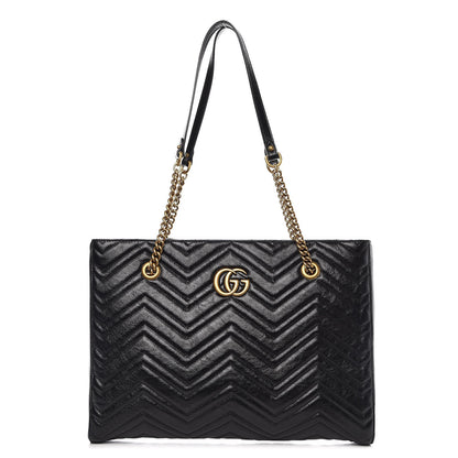 Gucci Vintage Calfskin Matelasse Medium GG Marmont Slim Tote Black 1 of 8