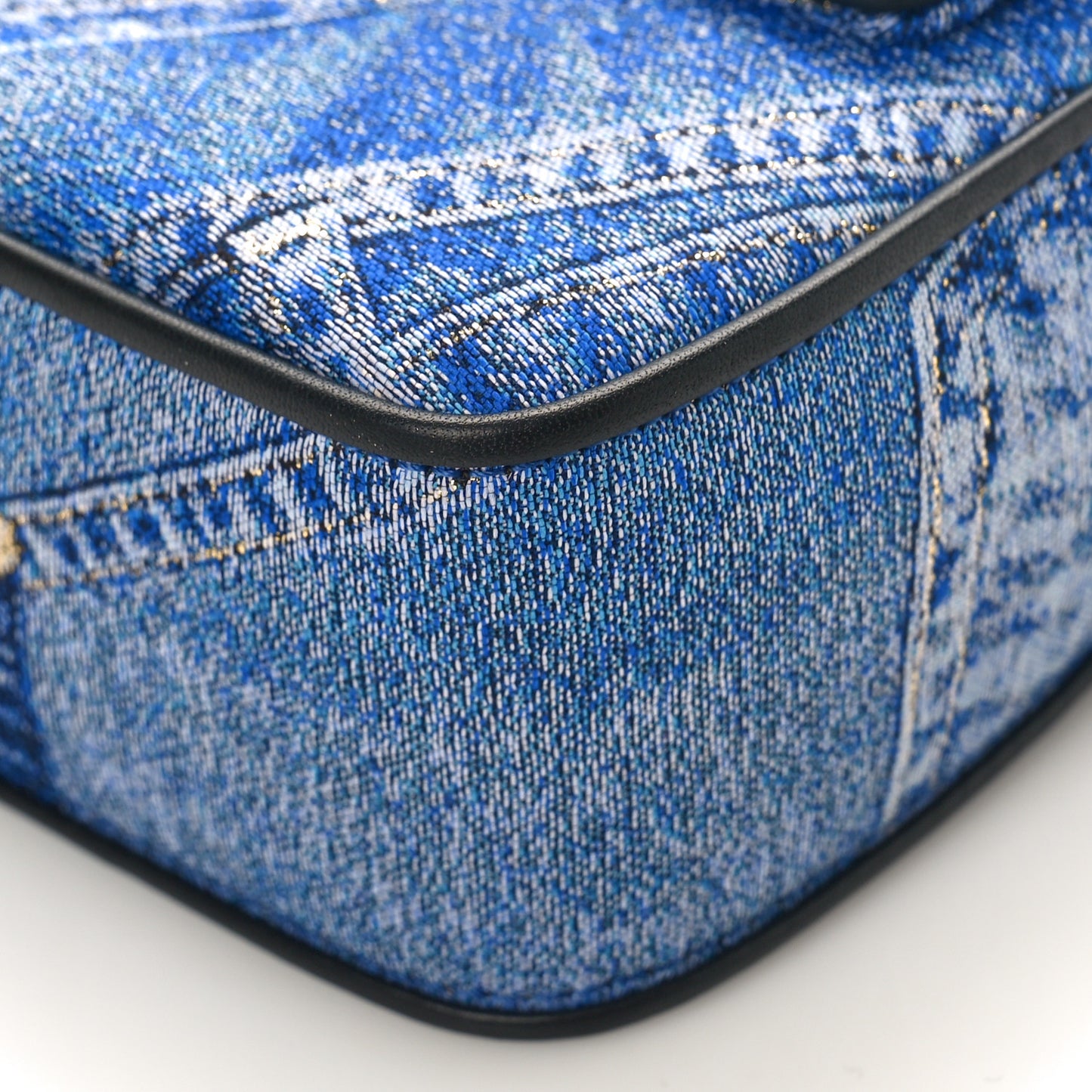 X VERSACE Denim Fendace Patchwork Baguette Blue