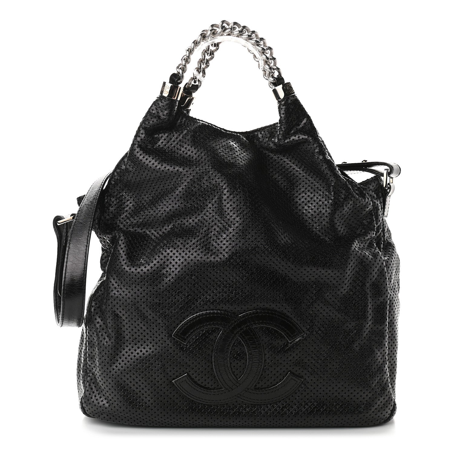 Chanel Glazed Calfskin Perforated Medium Rodeo Drive Tote Black 1 of 8