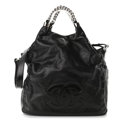 Chanel Glazed Calfskin Perforated Medium Rodeo Drive Tote Black 1 of 8