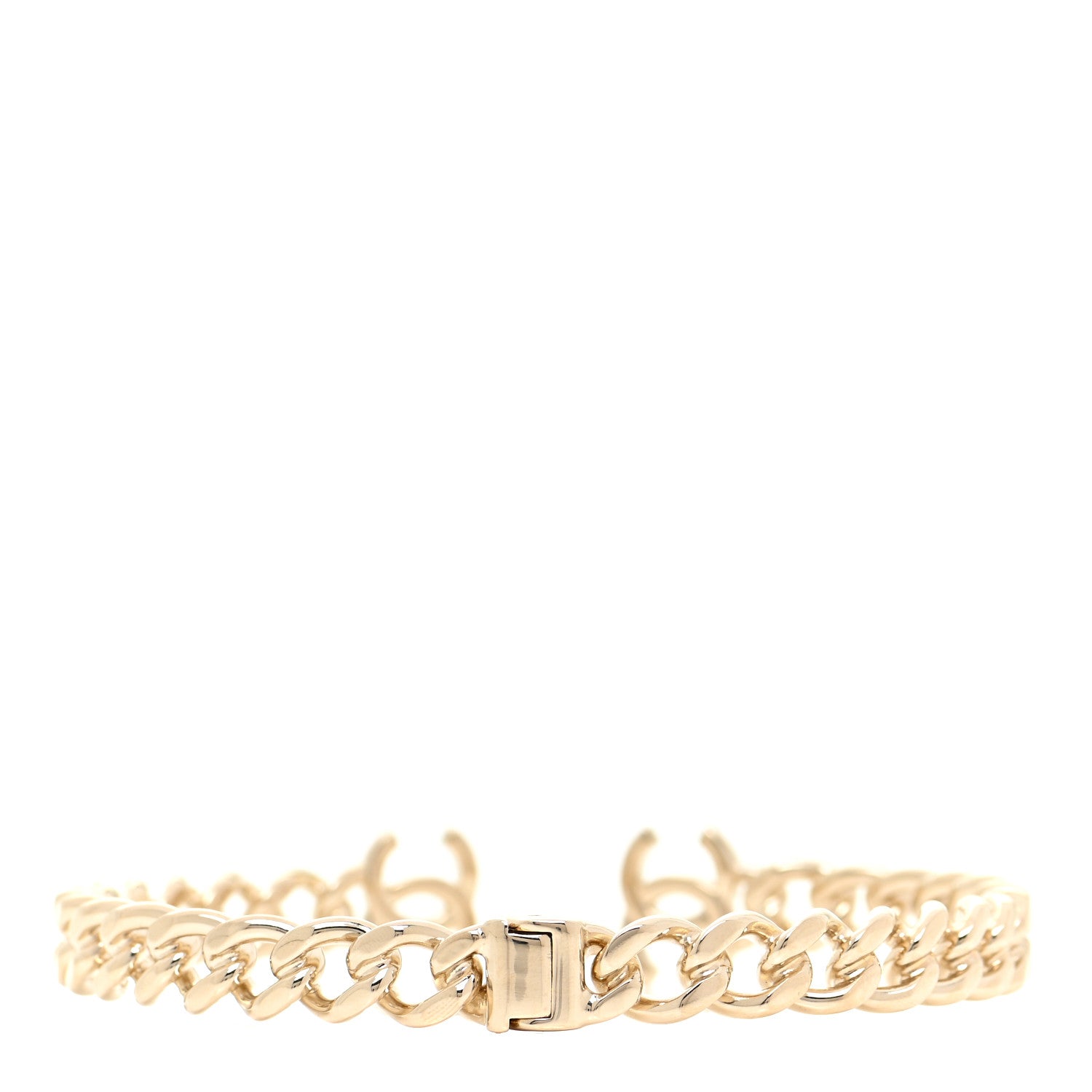 Chanel Metal CC Chain Link Choker Necklace M Gold 3 of 4