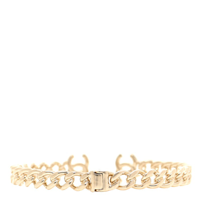 Chanel Metal CC Chain Link Choker Necklace M Gold 3 of 4